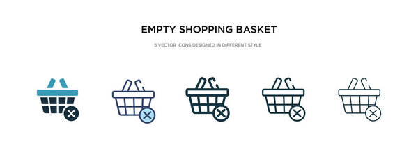 empty shopping basket icon in different style vector illustratio