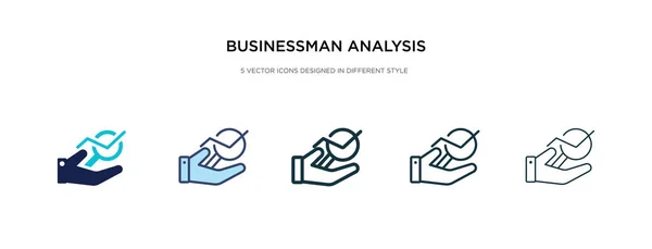 Icono de análisis de hombre de negocios en la ilustración de vectores de estilo diferente — Vector de stock