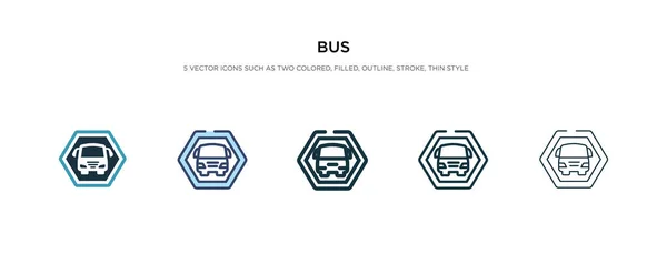 Icona del bus in diverse illustrazioni vettoriali di stile. due colorati e — Vettoriale Stock