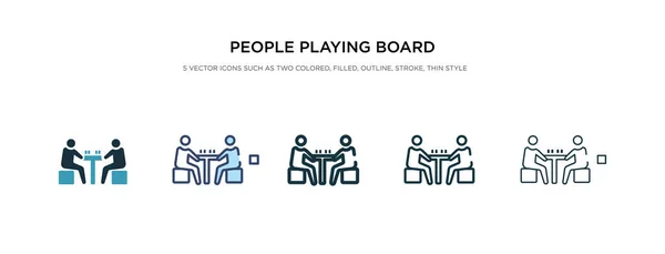Gente jugando juegos de mesa icono en diferentes estilo vector illust — Vector de stock