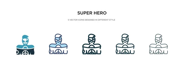 Icono de superhéroe en la ilustración de vectores de estilo diferente. dos colo — Vector de stock