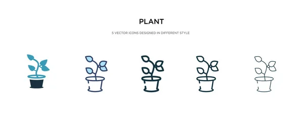 Icono de planta en la ilustración de vectores de estilo diferente. dos colores a — Vector de stock