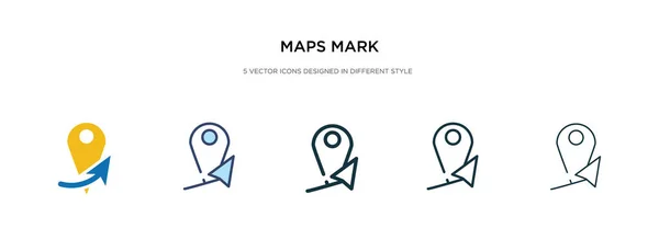 Mapas marcan icono en la ilustración de vectores de estilo diferente. dos colores — Vector de stock