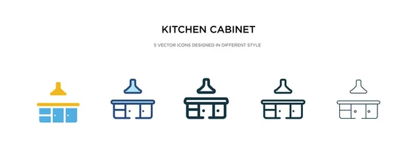 Icono del gabinete de cocina en la ilustración de vectores de estilo diferente. Dos. — Vector de stock