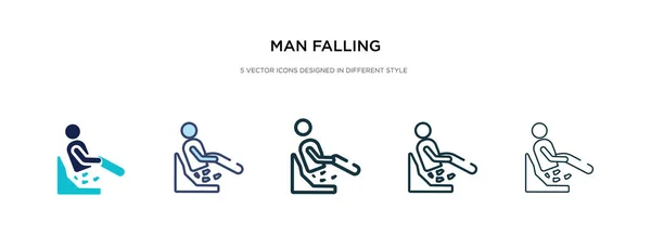 Hombre cayendo icono en la ilustración de vectores de estilo diferente. dos col — Vector de stock