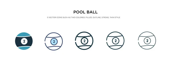 Icono de bola de billar en la ilustración de vectores de estilo diferente. dos colores — Vector de stock