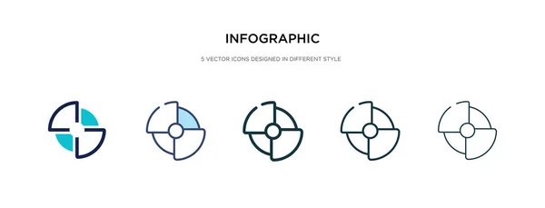 Infografik-Symbol in verschiedenen Stilvektorillustrationen. zwei Spalten — Stockvektor