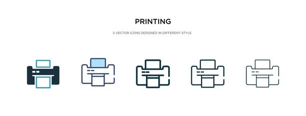 Icône d'impression dans l'illustration vectorielle de style différent. deux couleurs — Image vectorielle