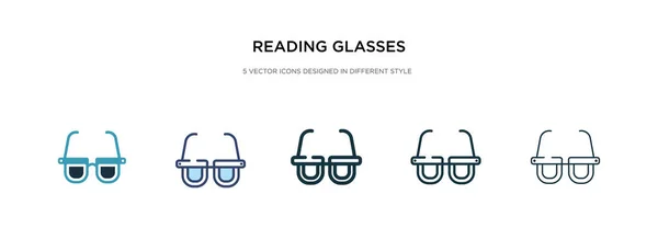 Icono de gafas de lectura en la ilustración de vectores de estilo diferente. Dos. — Vector de stock