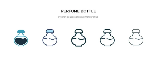 Parfum fles pictogram in verschillende stijl vector illustratie. twee — Stockvector