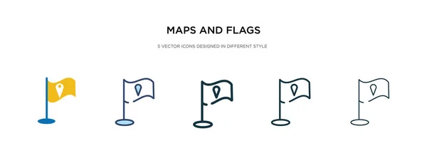 Mapas y banderas icono en la ilustración de vectores de estilo diferente. Dos. — Vector de stock