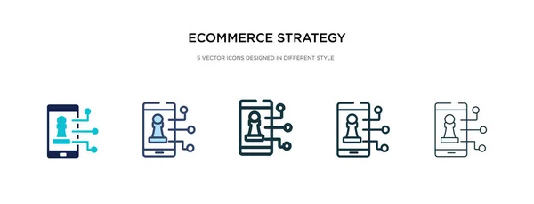 Icono de estrategia de comercio electrónico en la ilustración de vectores de diferentes estilos . — Vector de stock