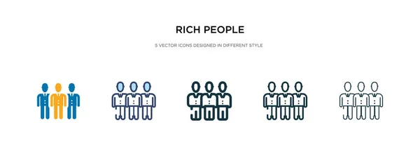 Icône de personnes riches dans l'illustration vectorielle de style différent. deux col — Image vectorielle