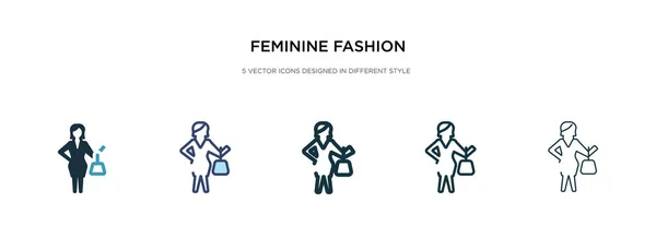 Feminint mode ikon i olika stil vektor illustration. tw — Stock vektor