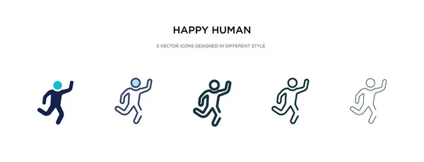 Icono humano feliz en la ilustración de vectores de estilo diferente. dos col — Vector de stock