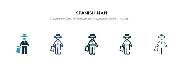 Ícone de homem espanhol em ilustração vetorial de estilo diferente. dois cols —  Vetores de Stock