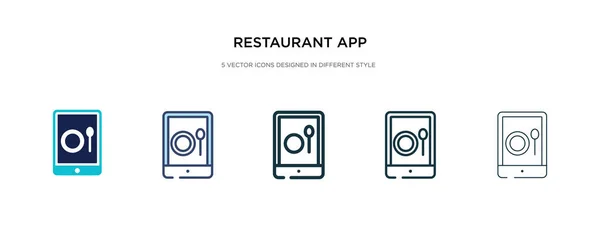 Icône de l'application restaurant dans l'illustration vectorielle de style différent. deux — Image vectorielle