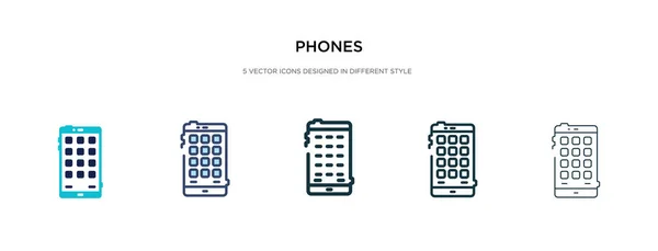 Telefoon pictogram in verschillende stijl vector illustratie. twee gekleurde — Stockvector