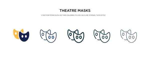 Teatro máscaras icono en la ilustración de vectores de estilo diferente. dos c — Vector de stock