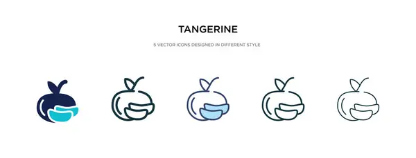 Icono de la mandarina en la ilustración de vectores de estilo diferente. dos colores — Vector de stock