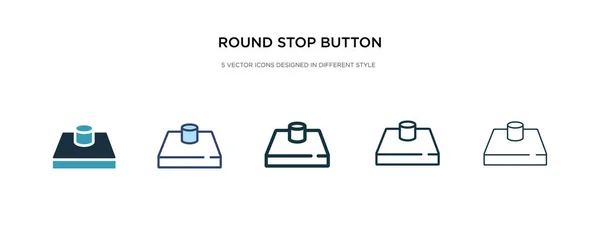 Icono de botón de parada redonda en la ilustración de vectores de estilo diferente. t — Vector de stock