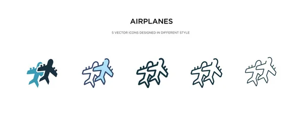 Icono de aviones en la ilustración de vectores de estilo diferente. dos colores — Vector de stock