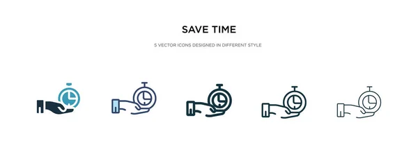 Ahorrar tiempo icono en la ilustración de vectores de estilo diferente. dos colores — Vector de stock
