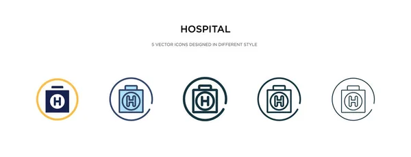 Icono del hospital en la ilustración de vectores de estilo diferente. dos colores — Vector de stock