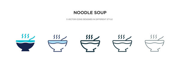 noodle soup icon in different style vector illustration. two col
