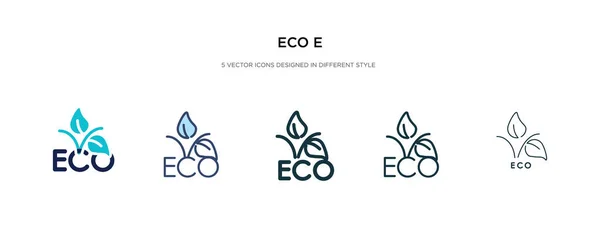 Eco e icône dans l'illustration vectorielle de style différent. deux colorés a — Image vectorielle