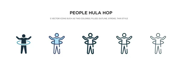 Gente hula hop icono en la ilustración de vectores de estilo diferente. Dos. — Vector de stock