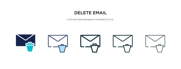 Eliminar icono de correo electrónico en la ilustración de vectores de estilo diferente. dos co — Vector de stock