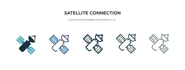 Icono de conexión por satélite en la ilustración de vectores de estilo diferente — Vector de stock