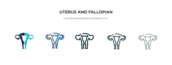 Útero e ícone tubo de falópio em estilo diferente vetor illustr —  Vetores de Stock