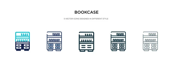 Icono de librería en la ilustración de vectores de estilo diferente. dos colores — Vector de stock