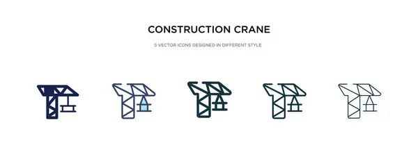 Icono de la grúa de construcción en ilustración de vectores de estilo diferente . — Vector de stock