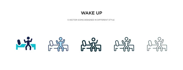Despertar icono en la ilustración de vectores de estilo diferente. dos colores — Vector de stock