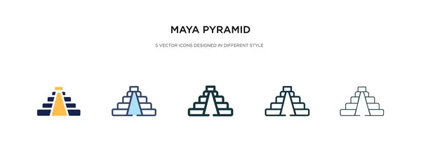 Maya icono de la pirámide en la ilustración de vectores de estilo diferente. dos co — Vector de stock