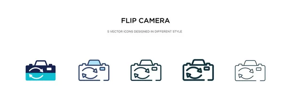 Capovolgere l'icona della fotocamera in diverse illustrazioni vettoriali di stile. due col — Vettoriale Stock