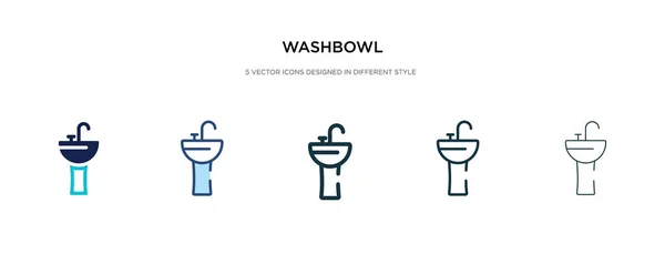 Washbowl icono en la ilustración de vectores de estilo diferente. dos colores — Vector de stock