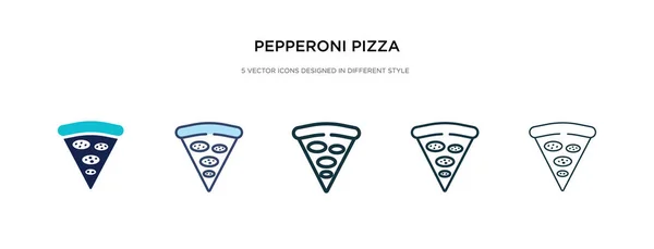 Ikona pizzy pepperoni w innym stylu wektor ilustracji. dwa — Wektor stockowy