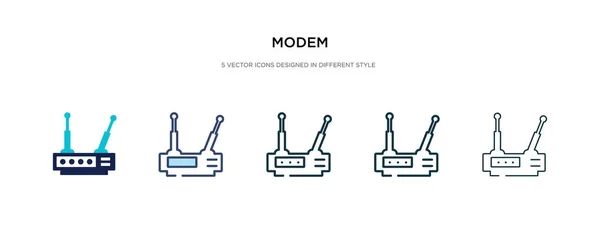 Icône de modem dans l'illustration vectorielle de style différent. deux colorés a — Image vectorielle