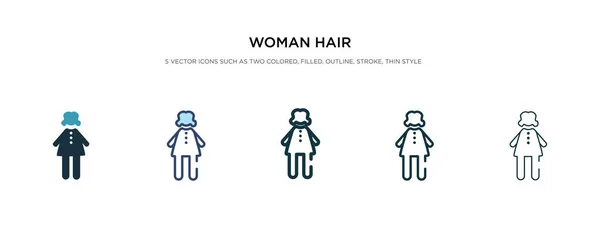 Mujer icono de pelo en la ilustración de vectores de estilo diferente. dos colo — Archivo Imágenes Vectoriales