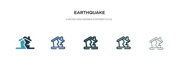 Icono de terremoto en la ilustración de vectores de estilo diferente. dos colo — Vector de stock