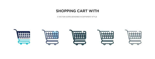 Carrito de compras con parrillas icono en el estilo diferente vector illustr — Vector de stock