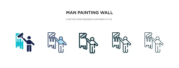 Hombre pintura icono de la pared en la ilustración de vectores de estilo diferente. t — Vector de stock