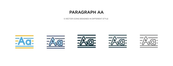 Icono aa párrafo en la ilustración de vectores de estilo diferente. dos co — Vector de stock