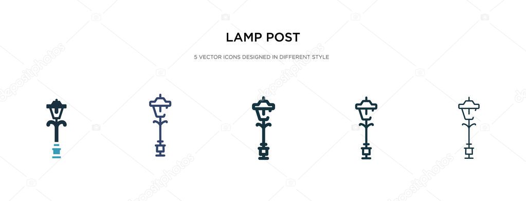 lamp post icon in different style vector illustration. two color