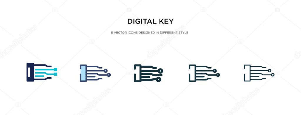 digital key icon in different style vector illustration. two col
