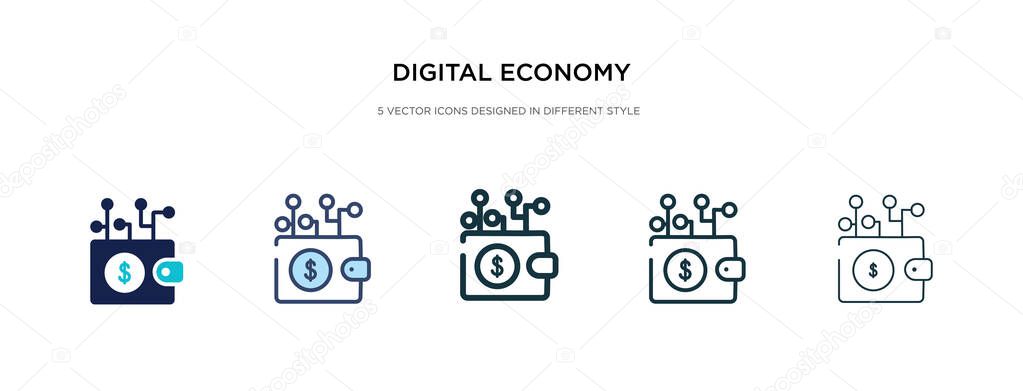digital economy icon in different style vector illustration. two